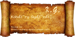 Koháry Győző névjegykártya